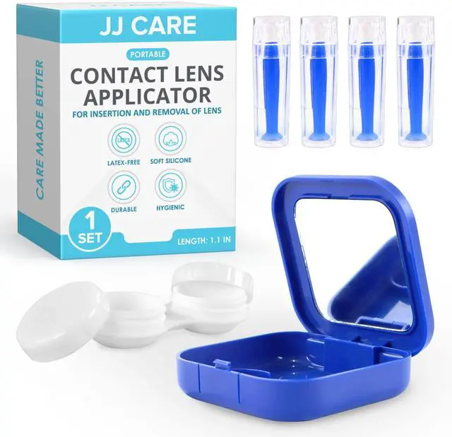 Main image of Contact Lens Applicator - Bundle Pack, Contact Lens Remover for Hard Lenses, Eye Contact Plunger for Hard Contacts, Contact Removal Tool for Permeable Gas Lenses w/Mirror & Contact Lens Case