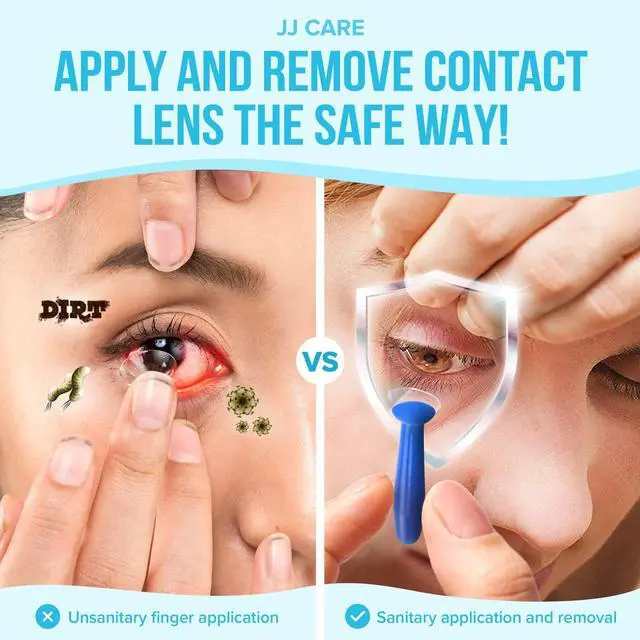 Alt view image 2 of 7 - Contact Lens Applicator - Bundle Pack, Contact Lens Remover for Hard Lenses, Eye Contact Plunger for Hard Contacts, Contact Removal Tool for Permeable Gas Lenses w/Mirror & Contact Lens Case