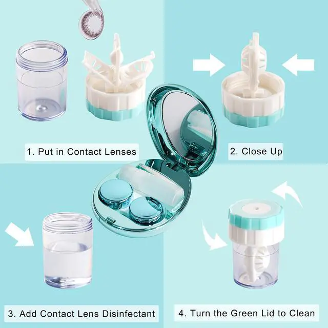 Alt view image 5 of 6 - Contact Lens Case with Cleaner Washer, Portable Travel Box with Mirror and Removal Tool Solution Bottle for Outdoor Daily Office