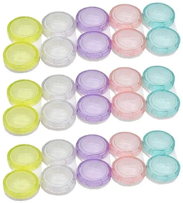 Main image of 15 Pack Colorful Clear Travel Contact Lens Case Box Holder Soak Storage Container Bulk