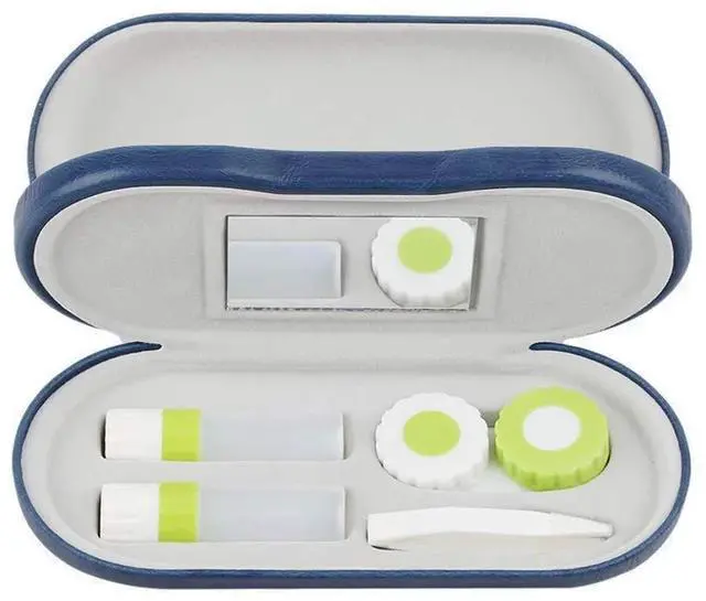 Main image of 2 in 1 Double Sided Portable Glasses Case Travel Contact Lens Case (Blue)