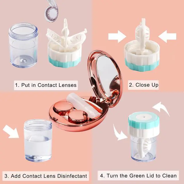 Alt view image 5 of 6 - Contact Lens Case with Cleaner Washer, Portable Travel Box with Mirror and Removal Tool Solution Bottle for Outdoor Daily Office