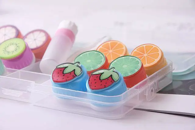 Alt view image 7 of 7 - 6-piece contact lens case, convenient for travel carrying, cute fruit contact lens storage box, tweezers disassembly tool set (color)