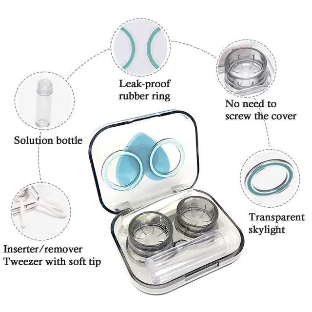 Alt view image 3 of 7 - Contact Lens Case, Travel Size Flip Top Cute Contact Lenses Applicator Remover Tool Kit with Solution Bottle for Daily Outdoor Heart (4 Pack)