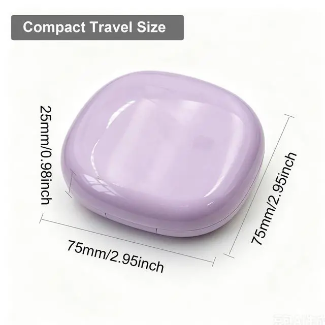Alt view image 4 of 7 - Contact Lens Case, Leakproof Cute Travel Kit Contact Lenses Applicator Remover Tool with Mirror Solution Bottle for Daily Outdoor Pink Purple (2 Pack)