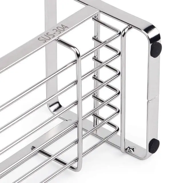 Alt view image 6 of 7 - Kitchen Sink Sponge Holder, 304 Stainless Steel Kitchen Soap Dispenser Caddy Organizer, Countertop Soap Dish Rack Drainer with Removable Drain Tray, not Including Dispenser and Brush