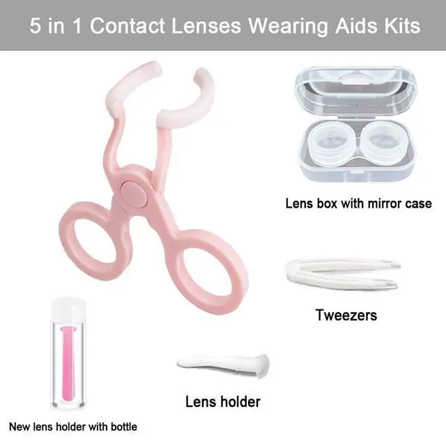 Alt view image 3 of 7 - Color Contact Lenses Wearing Aids Kits Contact Lens Remover and Insertion Tool Set Contact Lens Case and Contact Lens Applicator Tool Plunger Suction Cup Tweezers Storage Tray