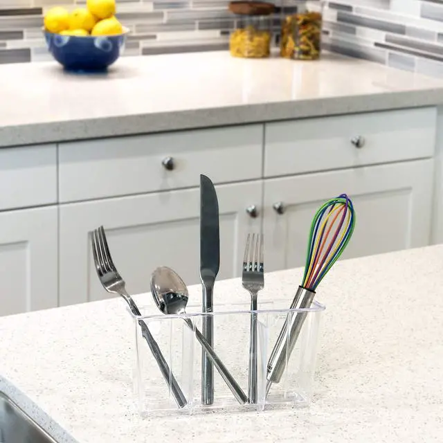 Alt view image 2 of 3 - Cutlery Holder (Clear) (4.5"H x 7.75"W x 2.25"D)