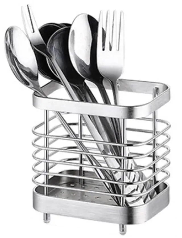 Main image of Utensil Holder, Stainless Steel Sink Utensils Holder Countertop, Kitchen Utensil Drying Caddy, Cutlery Drainer for Utensil, Rust-Proof Cutlery Sink Organizer (Silver)