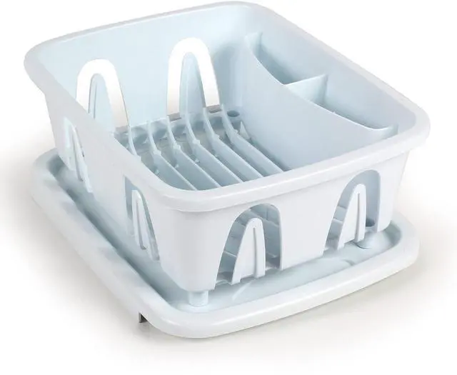Main image of RV Mini Dish Drainer & Tray - Features a Sloped Drain Tray Design, Heavy-Duty Construction - Ideal for Small Spaces, Apartments, Boats, and More -9.5"L x 11.7"W x 4.75"H - White (43511)