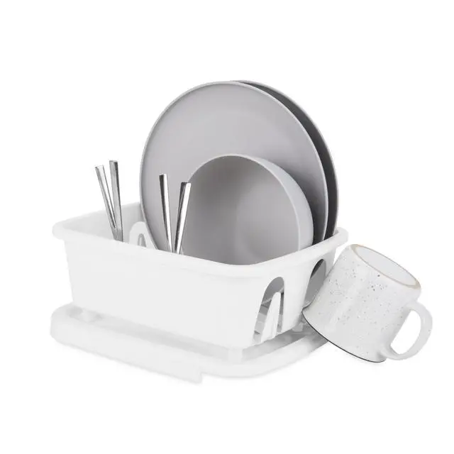 Alt view image 2 of 7 - RV Mini Dish Drainer & Tray - Features a Sloped Drain Tray Design, Heavy-Duty Construction - Ideal for Small Spaces, Apartments, Boats, and More -9.5"L x 11.7"W x 4.75"H - White (43511)