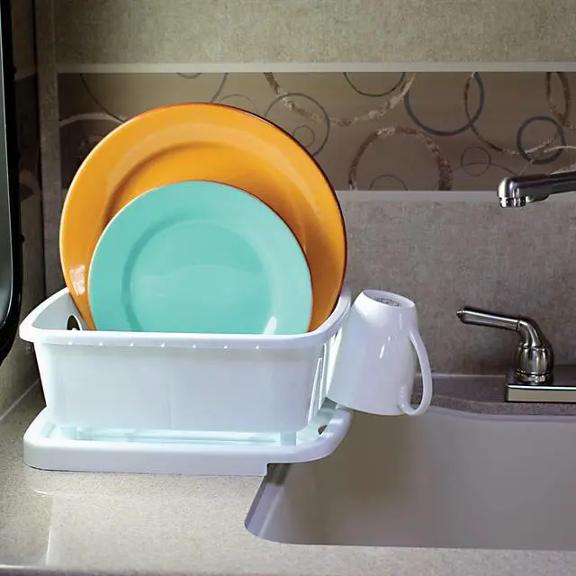 Alt view image 5 of 7 - RV Mini Dish Drainer & Tray - Features a Sloped Drain Tray Design, Heavy-Duty Construction - Ideal for Small Spaces, Apartments, Boats, and More -9.5"L x 11.7"W x 4.75"H - White (43511)