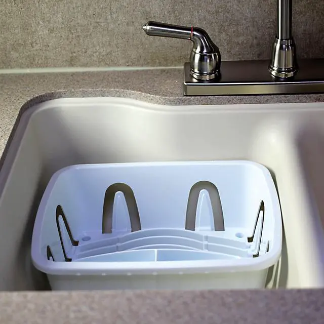 Alt view image 6 of 7 - RV Mini Dish Drainer & Tray - Features a Sloped Drain Tray Design, Heavy-Duty Construction - Ideal for Small Spaces, Apartments, Boats, and More -9.5"L x 11.7"W x 4.75"H - White (43511)