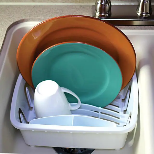 Alt view image 7 of 7 - RV Mini Dish Drainer & Tray - Features a Sloped Drain Tray Design, Heavy-Duty Construction - Ideal for Small Spaces, Apartments, Boats, and More -9.5"L x 11.7"W x 4.75"H - White (43511)