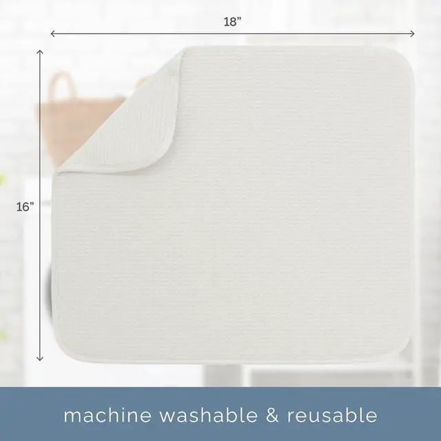 Alt view image 6 of 7 - Dish Drying Mat, 16 x 18, Absorbent Microfiber Kitchen Counter Mat, Dish Drying Pad for Dishes, Utensils, Pots and Pans, Large, Cream