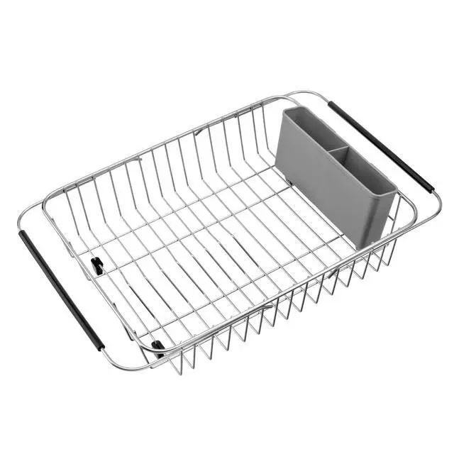 Alt view image 5 of 7 - Cutlery Utensil Silverware Drying Rack Basket Holder with Hooks - Flatware Storage Solution for Kitchen Dish Drainer Dish Drying Rack, Grey