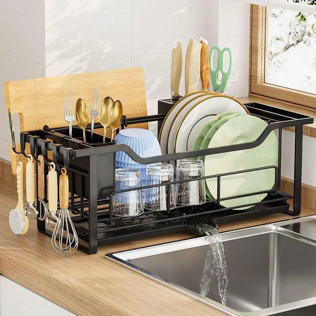 Main image of Narrow Dish Drying Rack Dish Drainer, Black