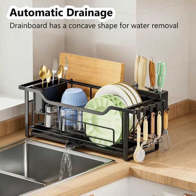 Alt view image 2 of 6 - Narrow Dish Drying Rack Dish Drainer, Black