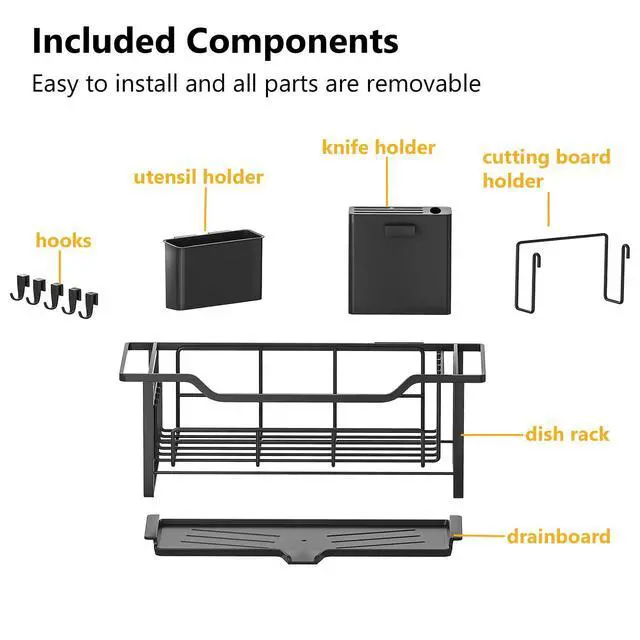 Alt view image 5 of 6 - Narrow Dish Drying Rack Dish Drainer, Black