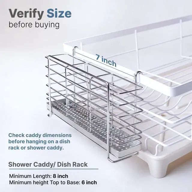Alt view image 5 of 7 - 304 Stainless Steel Utensil Drying Rack with Hooks & 3 Divided Compartments, Silverware Drying Basket, Spoon and Fork Organizer, Rustproof Kitchen Drainage Basket Accessories, Silver, 2x8.7x5