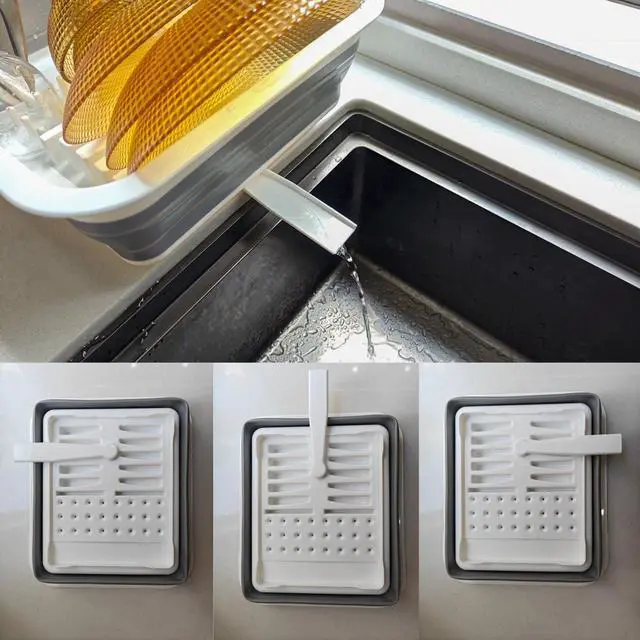 Alt view image 5 of 6 - Collapsible Dish Drying Rack, Foldable Dinnerware Drainer Organizer for Storage Kitchen Counter RV Accessories Portable Rack Holders for Dishes Plates and Cups Camping Travelling Space Saver Essential