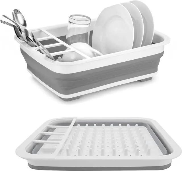 Main image of Collapsible Bowls, Plates, and Dishes Drainer, Portable Space-Saving Dish Rack for Kitchen, RV, Campers, and Travel Trailers