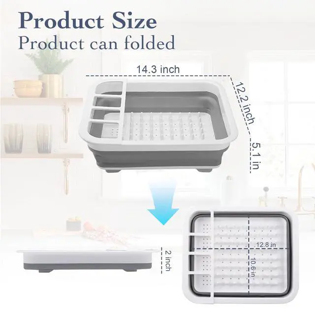 Alt view image 4 of 7 - Collapsible Bowls, Plates, and Dishes Drainer, Portable Space-Saving Dish Rack for Kitchen, RV, Campers, and Travel Trailers