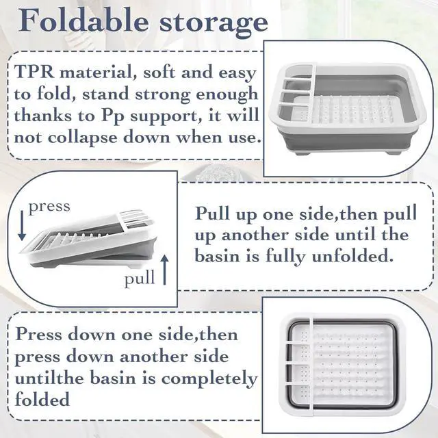 Alt view image 5 of 7 - Collapsible Bowls, Plates, and Dishes Drainer, Portable Space-Saving Dish Rack for Kitchen, RV, Campers, and Travel Trailers