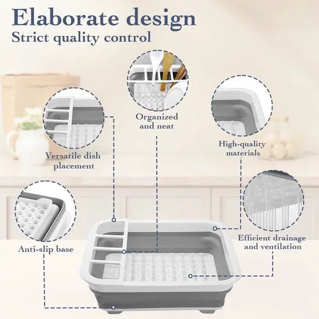 Alt view image 6 of 7 - Collapsible Bowls, Plates, and Dishes Drainer, Portable Space-Saving Dish Rack for Kitchen, RV, Campers, and Travel Trailers