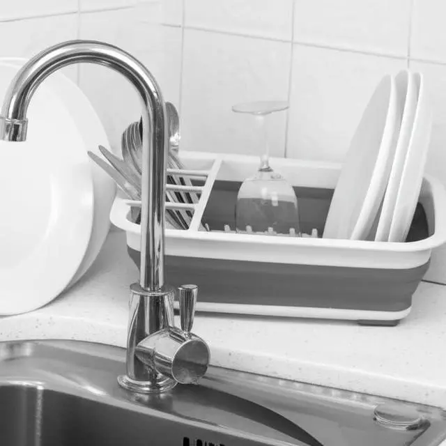 Alt view image 3 of 6 - Collapsible Dish Drying Rack, Foldable Dinnerware Drainer Organizer