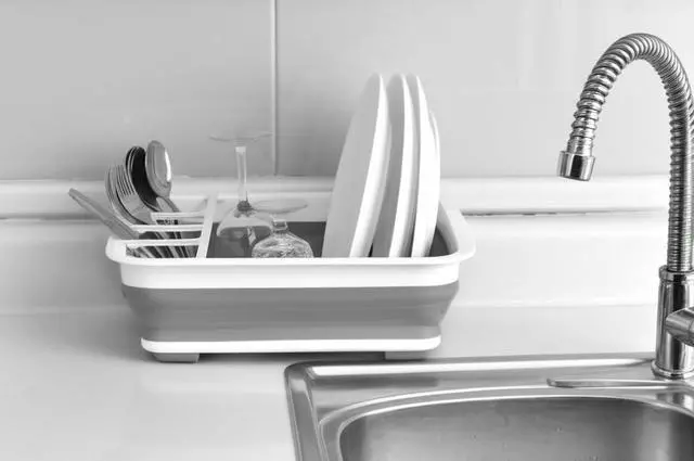 Alt view image 4 of 6 - Collapsible Dish Drying Rack, Foldable Dinnerware Drainer Organizer