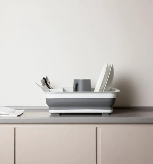 Alt view image 5 of 6 - Collapsible Dish Drying Rack, Foldable Dinnerware Drainer Organizer