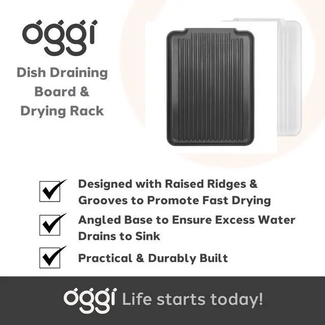 Alt view image 7 of 7 - Dish Drain Board & Drying Rack Tray for Kitchen - Ideal Rigid Drainboard, Plate & Glass Drainer Tray, Dish Drain Boards for Kitchen Counter, 12.75 x 17.25 - Black