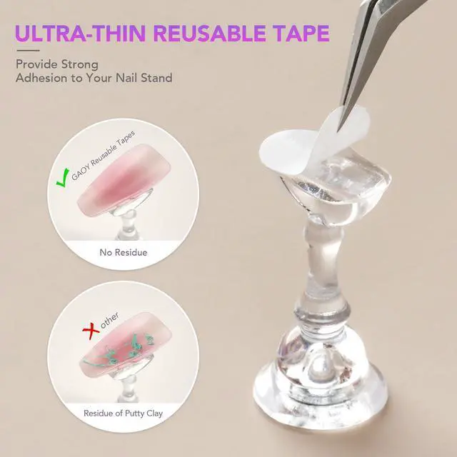 Alt view image 3 of 6 - Nail Stand for Press Ons, 2 Sets Nail Holder for Painting with 100 Pcs Reusable Double-Sided Tapes, Magnetic Nail Supplies Display Stand Design Tools for Fake Manicure Art at Home DIY