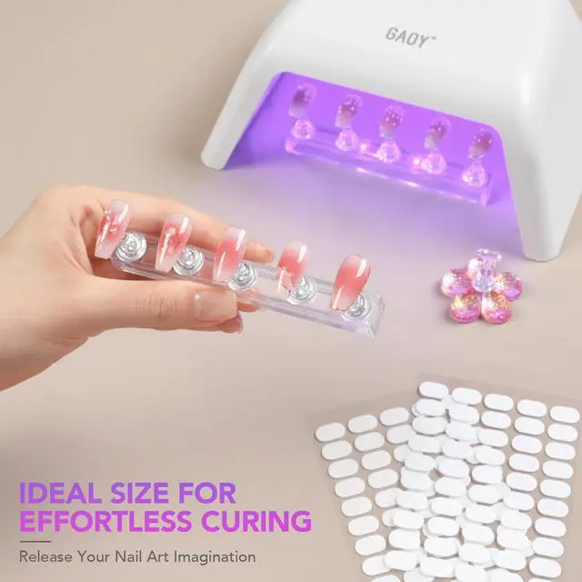 Alt view image 6 of 6 - Nail Stand for Press Ons, 2 Sets Nail Holder for Painting with 100 Pcs Reusable Double-Sided Tapes, Magnetic Nail Supplies Display Stand Design Tools for Fake Manicure Art at Home DIY