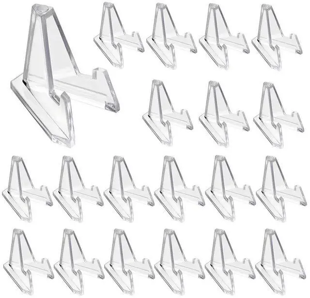 Main image of 20 Packs Mini Acrylic Easel Stands Clear Coin Display Easel Holder for Displaying Air-Tite Coins Pocket Watches Capsules Challenge Medals Casino Chips