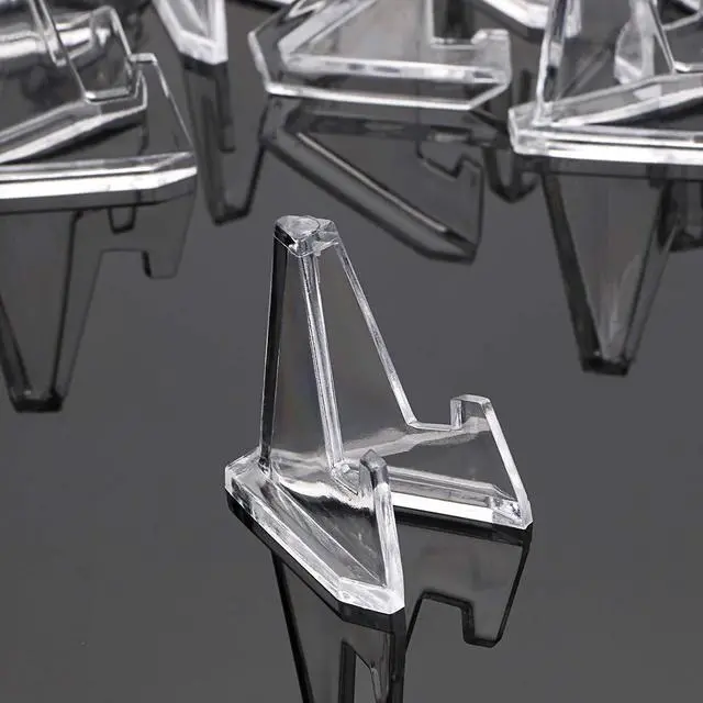 Alt view image 7 of 7 - 20 Packs Mini Acrylic Easel Stands Clear Coin Display Easel Holder for Displaying Air-Tite Coins Pocket Watches Capsules Challenge Medals Casino Chips