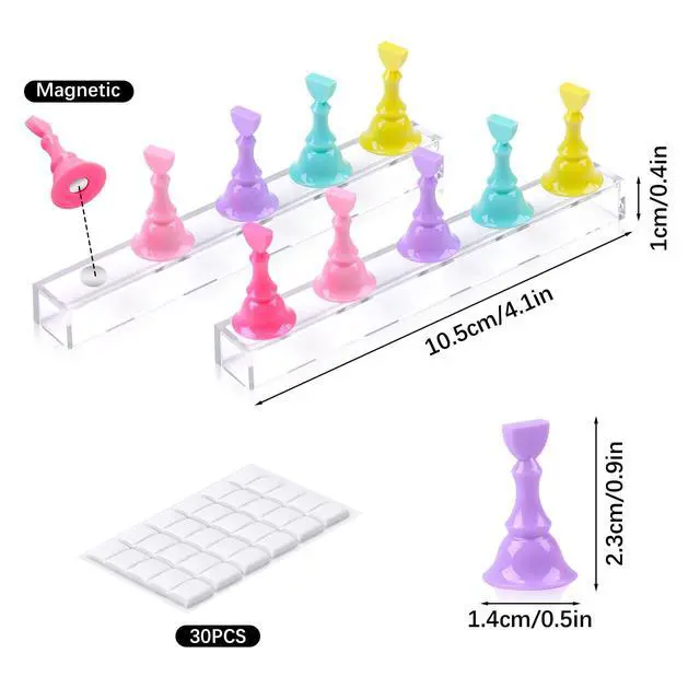 Alt view image 2 of 7 - 2 Sets Nail Painting Stand With Reusable Adhesive Putty Acrylic Nail Holder For Press On Nails Display Tools Kit Accessories Home DIY Salon