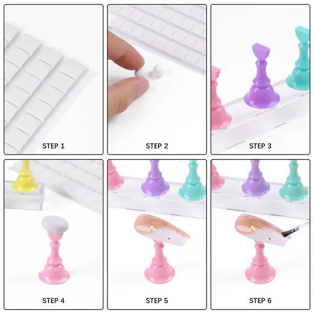 Alt view image 7 of 7 - 2 Sets Nail Painting Stand With Reusable Adhesive Putty Acrylic Nail Holder For Press On Nails Display Tools Kit Accessories Home DIY Salon