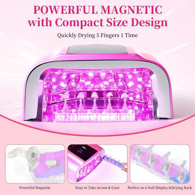 Alt view image 4 of 7 - 2 Set Nail Stand, Aurora Nail Holder for Painting Nail Stand for Press on with Tabs Nail Display Stand Nail Hand Practice Magnetic Nail Art Tools for Homes and Salons