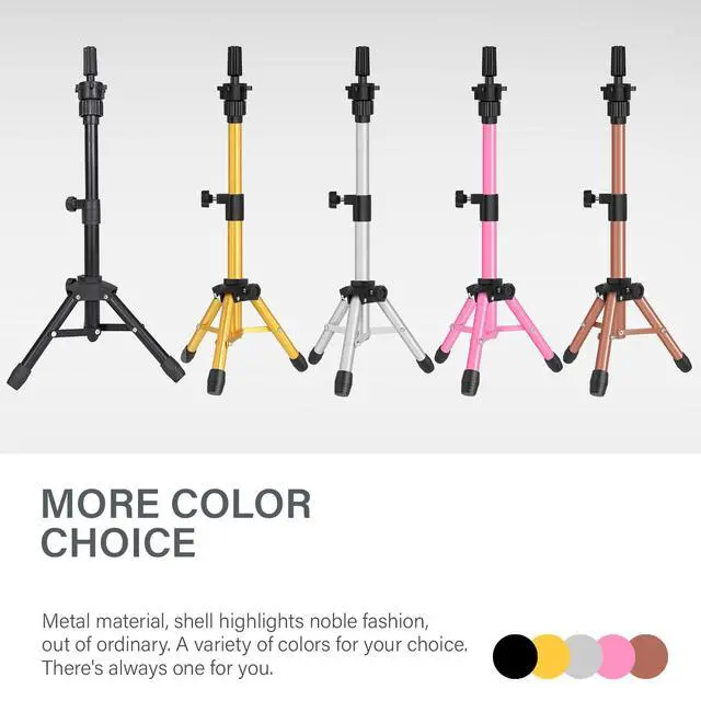 Alt view image 6 of 7 - 25 Inch Wig Stand Tripod, Adjustable Mannequin Head Stand, Wig Head Stand for Training Heads And Canvas Block Head (Pink, Mannequin Head Not Included)
