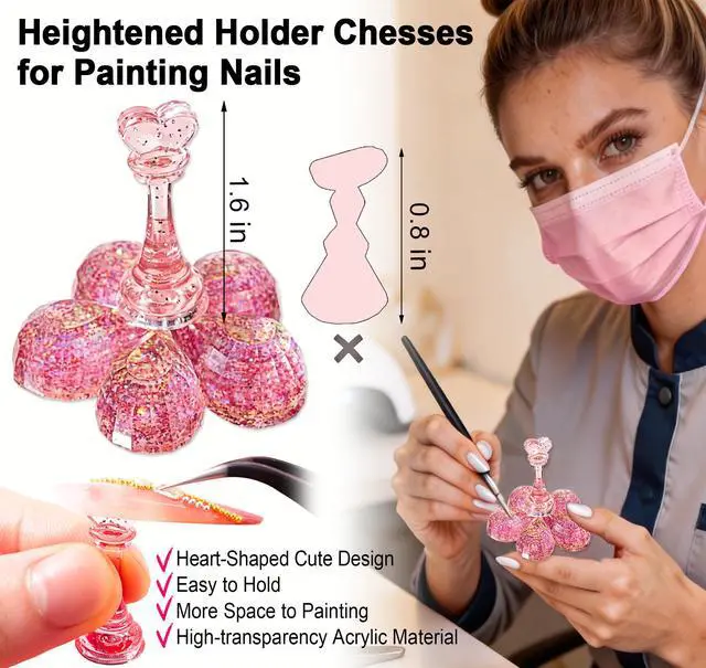 Alt view image 3 of 7 - Nail Stand for Press Ons: Strong Magnetic Acrylic Nail Holder for Painting Nails - Lifts Whole Base, 1000+ Beginner Practices and Design - 0 Magnetism Loss with Reusable Adhesive Tape