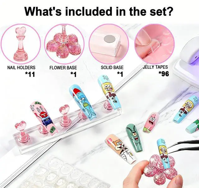 Alt view image 6 of 7 - Nail Stand for Press Ons: Strong Magnetic Acrylic Nail Holder for Painting Nails - Lifts Whole Base, 1000+ Beginner Practices and Design - 0 Magnetism Loss with Reusable Adhesive Tape