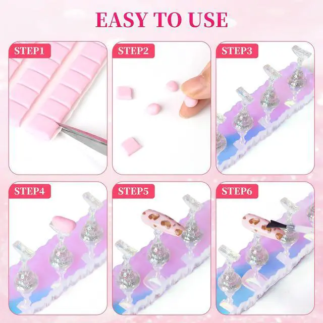 Alt view image 6 of 7 - 2 Set Nail Stand, Aurora Nail Holder for Painting Nail Stand for Press on with Tabs Nail Display Stand Nail Hand Practice Magnetic Nail Art Tools for Homes and Salons