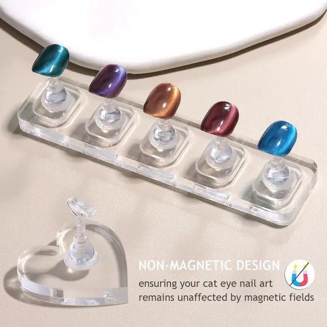 Alt view image 3 of 7 - Non-Magnetic Acrylic Nail Stand for Press-Ons, Cat Eye Nail Art Practice & Display Stand, Fake Nail Holder for Painting with Double-Sided Sticky Tape, Manicure Beginner & Salon Supplies