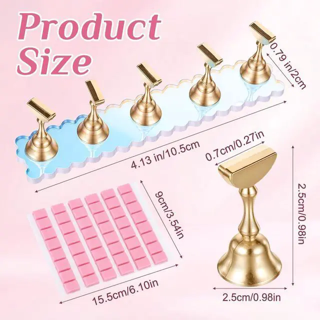 Alt view image 2 of 7 - Nail Stand for Press on Fake Hand Tips Training Practice Display Holder Magnetic Nail Art Painting Tools with 48 Pcs Reusable Sticky Putty for Homes Salons DIY Beginner