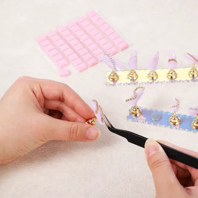 Alt view image 7 of 7 - Nail Stand for Press on Fake Hand Tips Training Practice Display Holder Magnetic Nail Art Painting Tools with 48 Pcs Reusable Sticky Putty for Homes Salons DIY Beginner