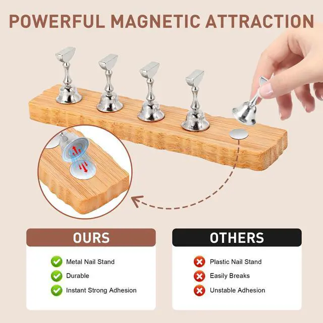 Alt view image 2 of 7 - Nail Stand for Press Ons, Nail Holder for Painting Nails, Press on Nail Holder and Double-sided Tape, 1 Heart Acrylic Magnetic Fake Nail Stands for Nail Art DIY Display Home Salon Supplies(Silver)