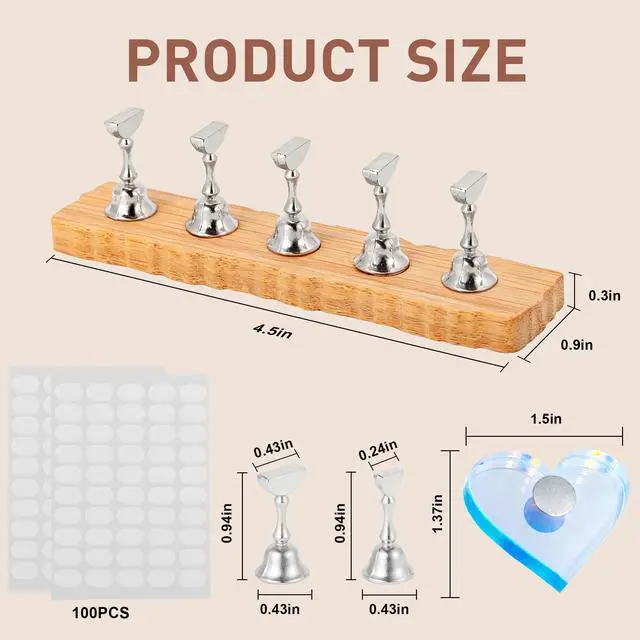 Alt view image 5 of 7 - Nail Stand for Press Ons, Nail Holder for Painting Nails, Press on Nail Holder and Double-sided Tape, 1 Heart Acrylic Magnetic Fake Nail Stands for Nail Art DIY Display Home Salon Supplies(Silver)
