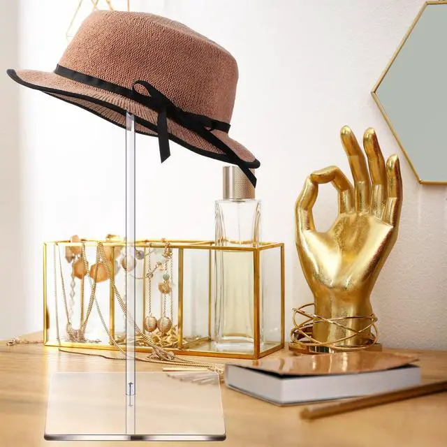 Alt view image 5 of 6 - 2 Set 12 Inch Clear Acrylic Hat Stands and Wig Display Rack Stands for Multiple Hats Display Tabletop Baseball Caps Watch Tabletop (Square Bottom)
